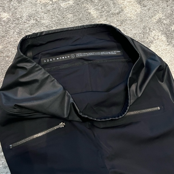 New w/o tag Aday Throw It Higher black leggings with leather accents - Picture 5 of 7
